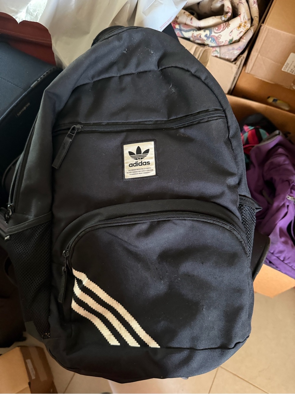 adidas Black Backpack with White Stripe Accent